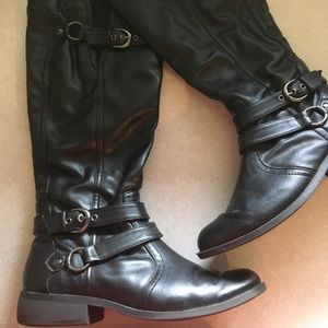 Faux Leather Riding Boots - Size 8.5
